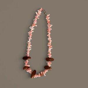 Pink and Brown Beaded Choker Necklace